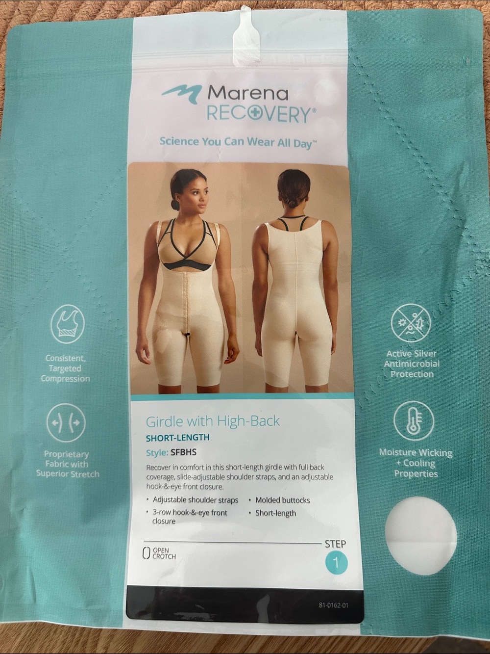 Marena Recovery Short-Length High-Back Girdle with Adjustable Straps - Cream